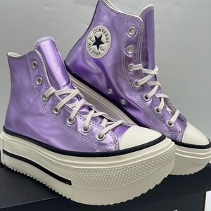 Converse Metallic Lavender Platform High-Top Sneakers